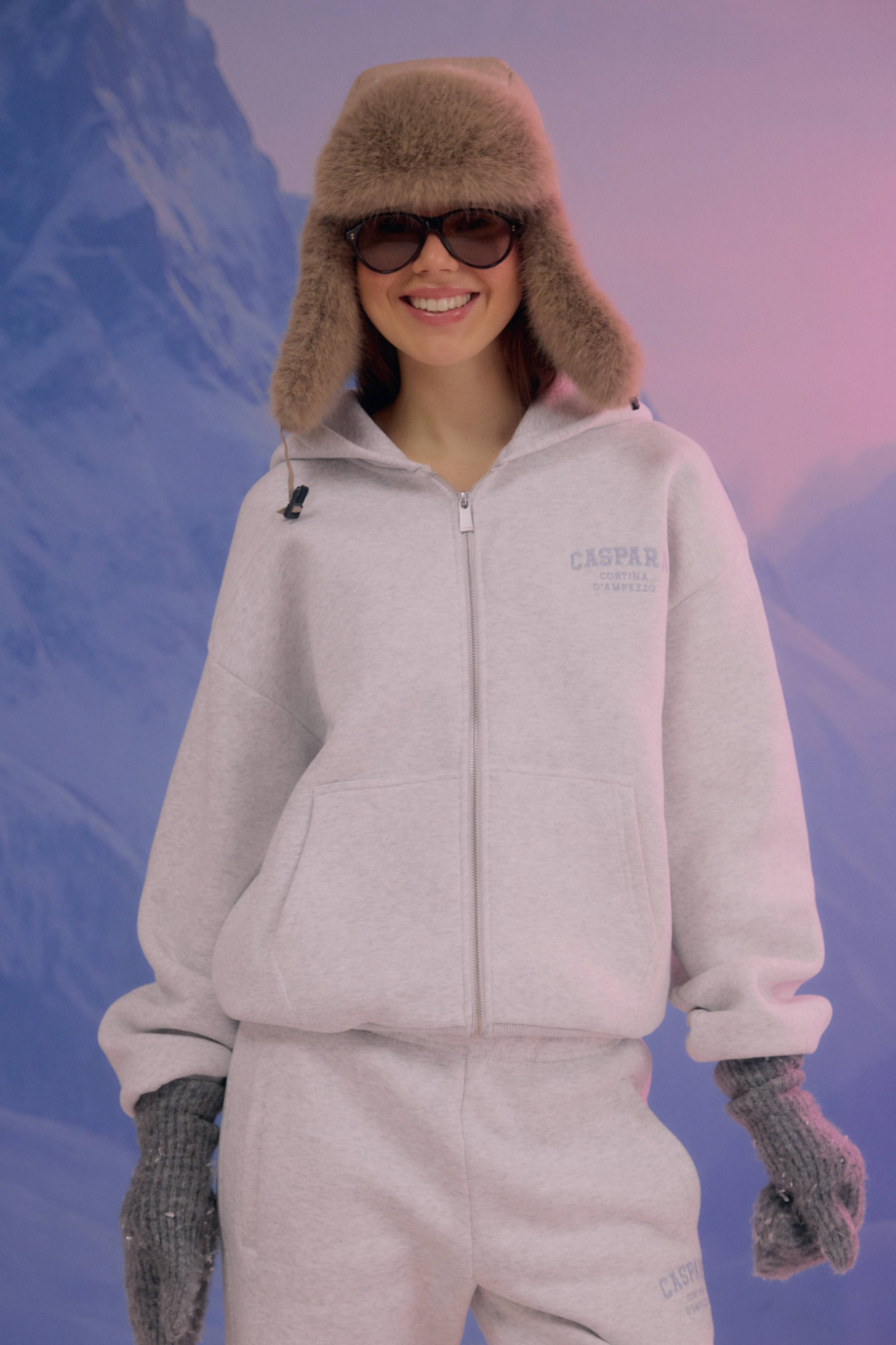 W. Cortina Zip Hoodie - Grey/Vintage Blue