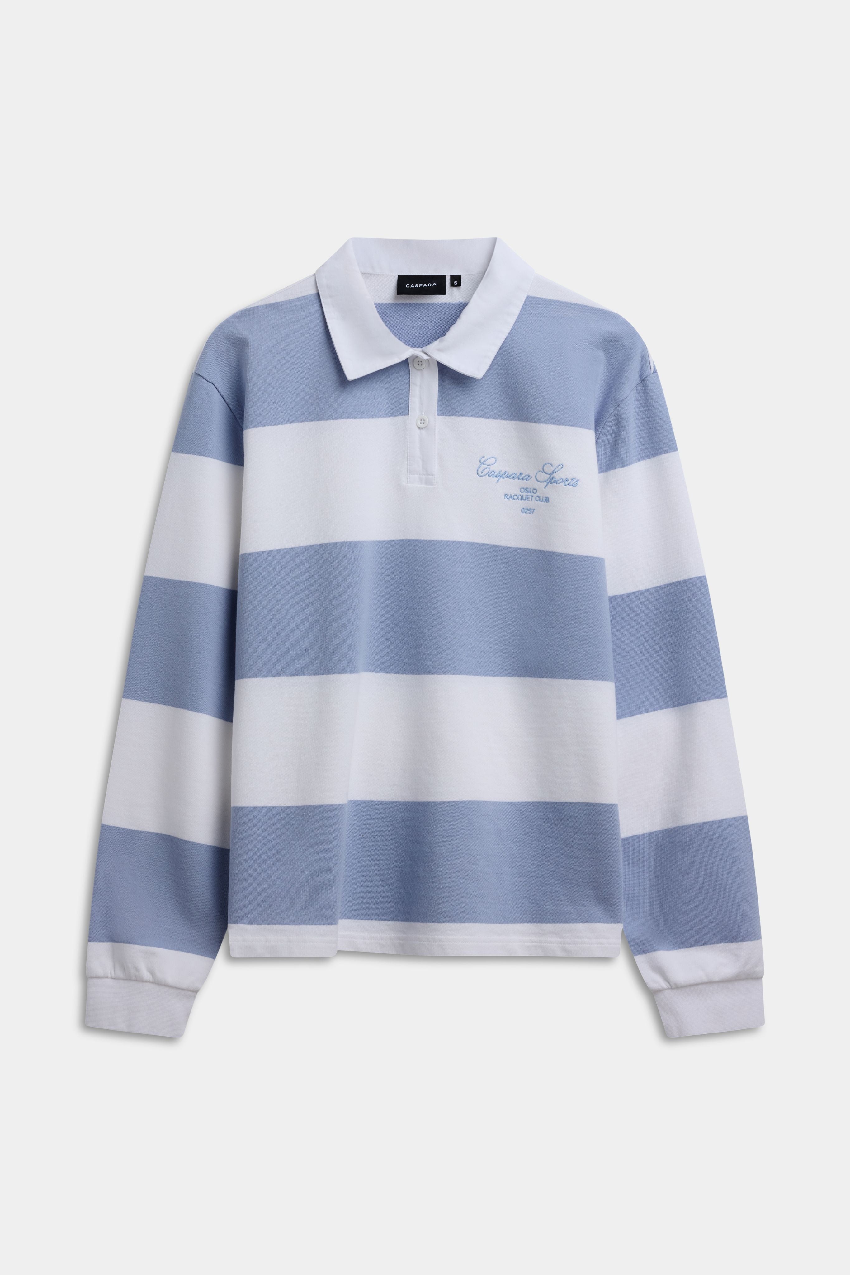 W. Cotton Rugby Shirt - Stripes White/Vintage Blue