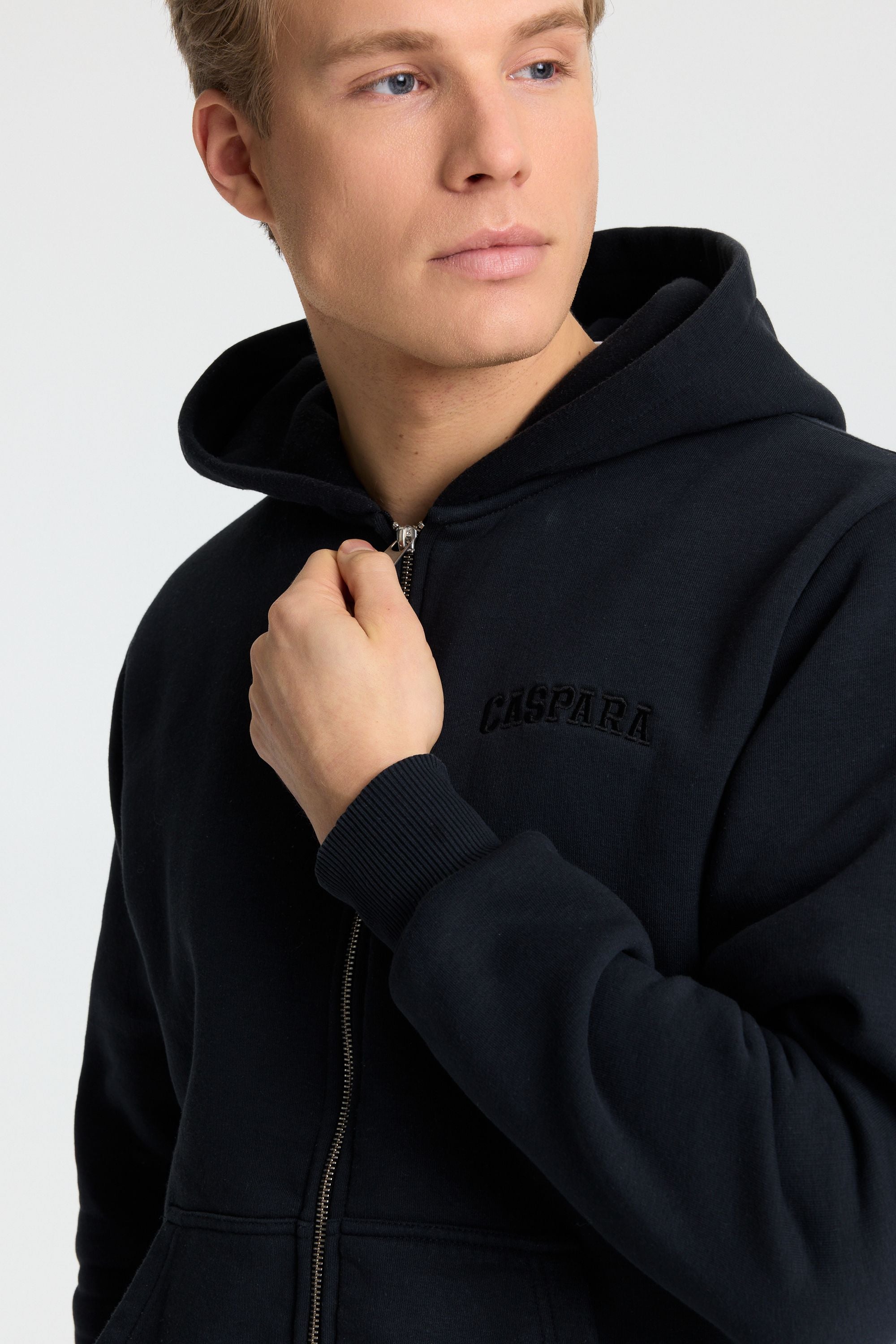 M. Varsity Zip Hoodie - Jet Black