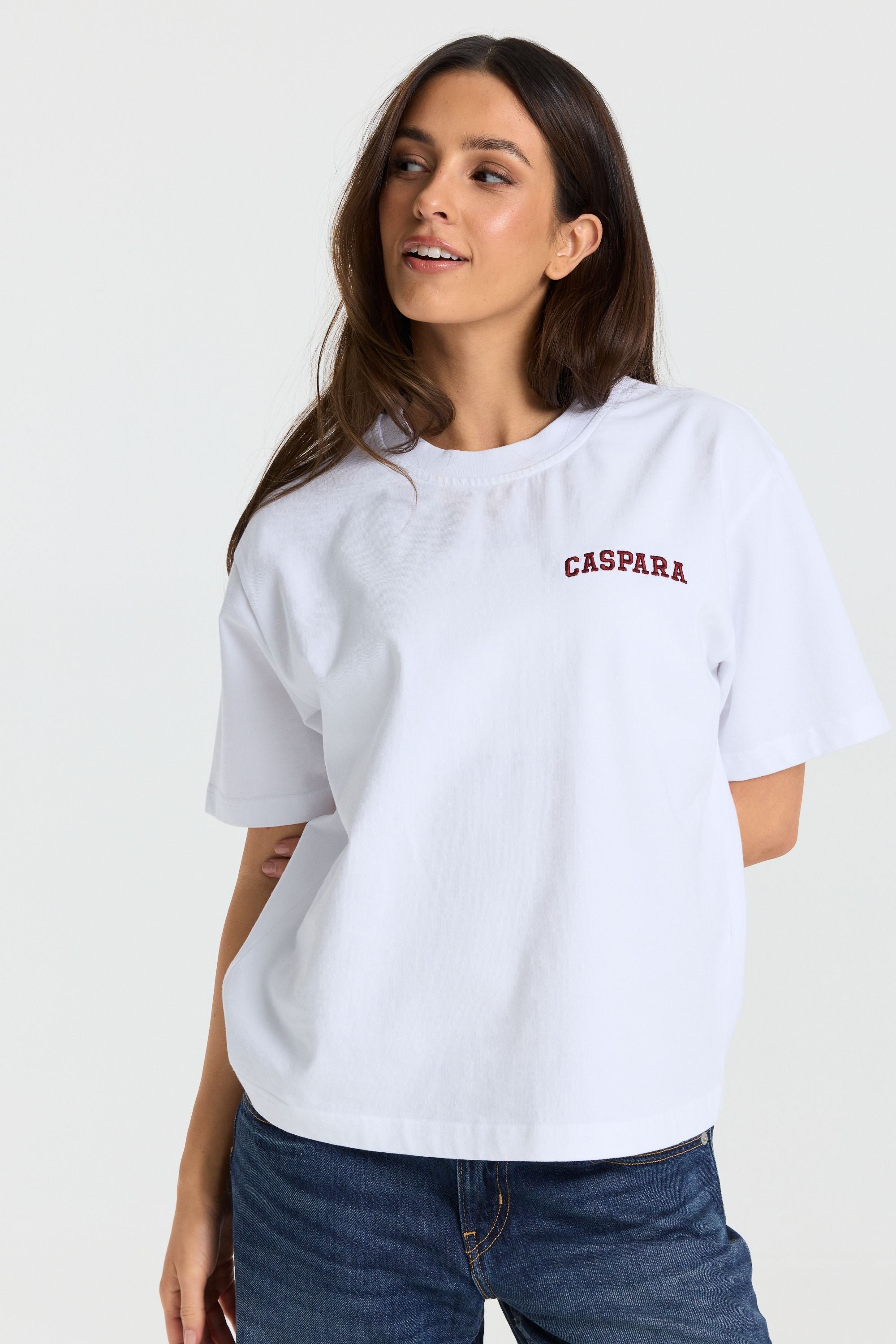 W. Varsity Tee - White/Burgundy