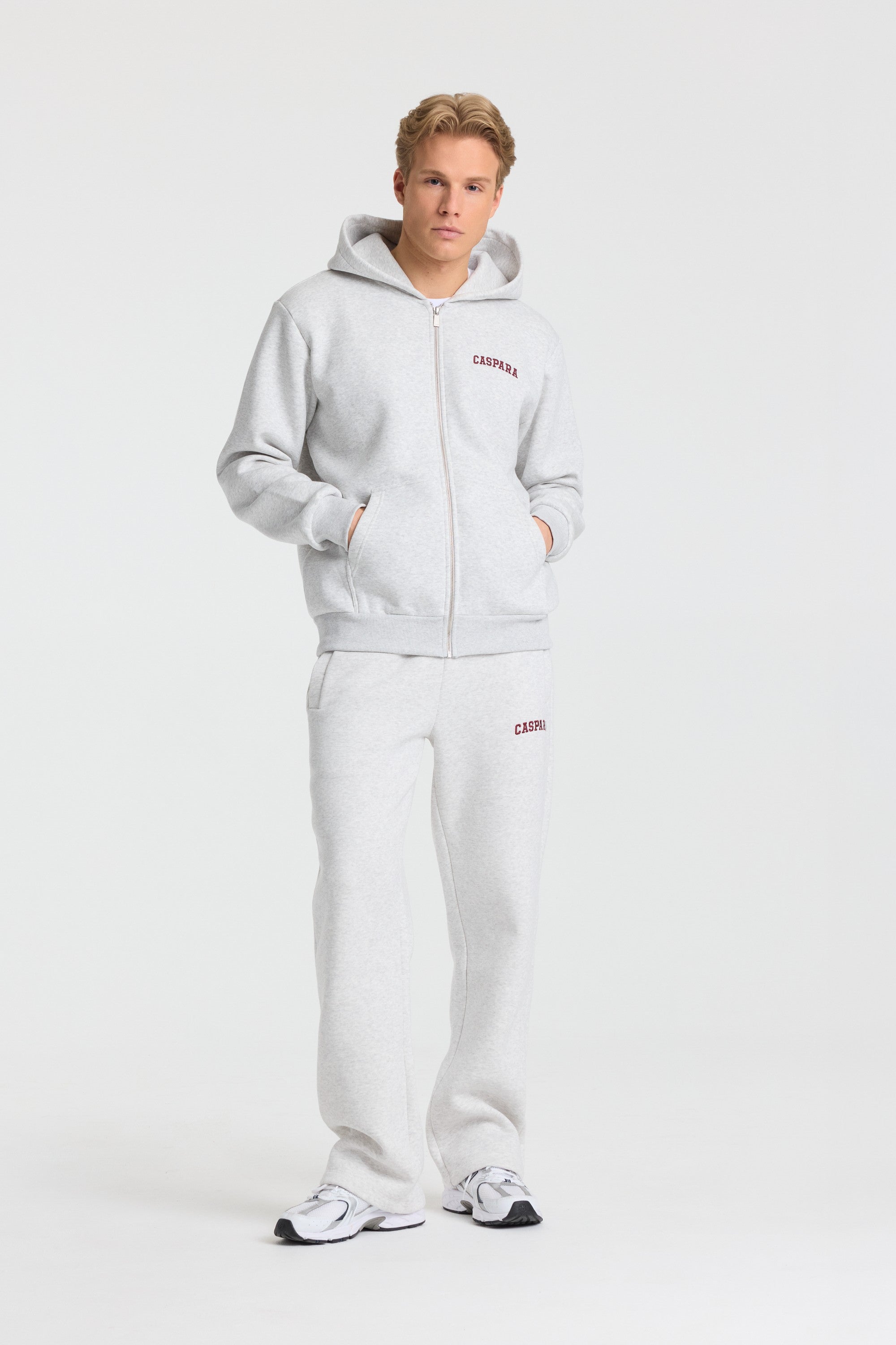 M. Varsity Zip Hoodie - Grey/Burgundy