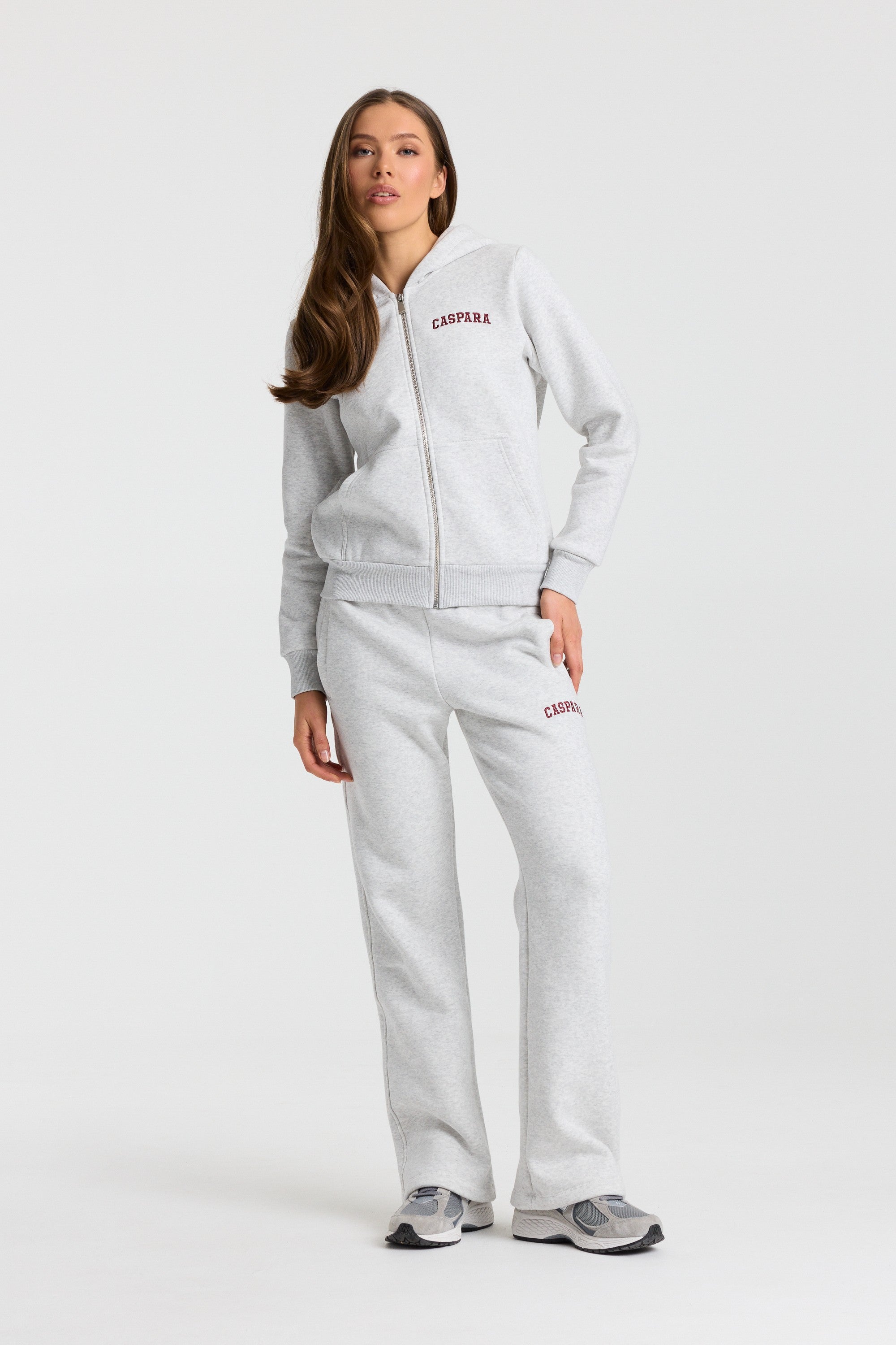 W. Varsity Zip Hoodie - Grey/Burgundy