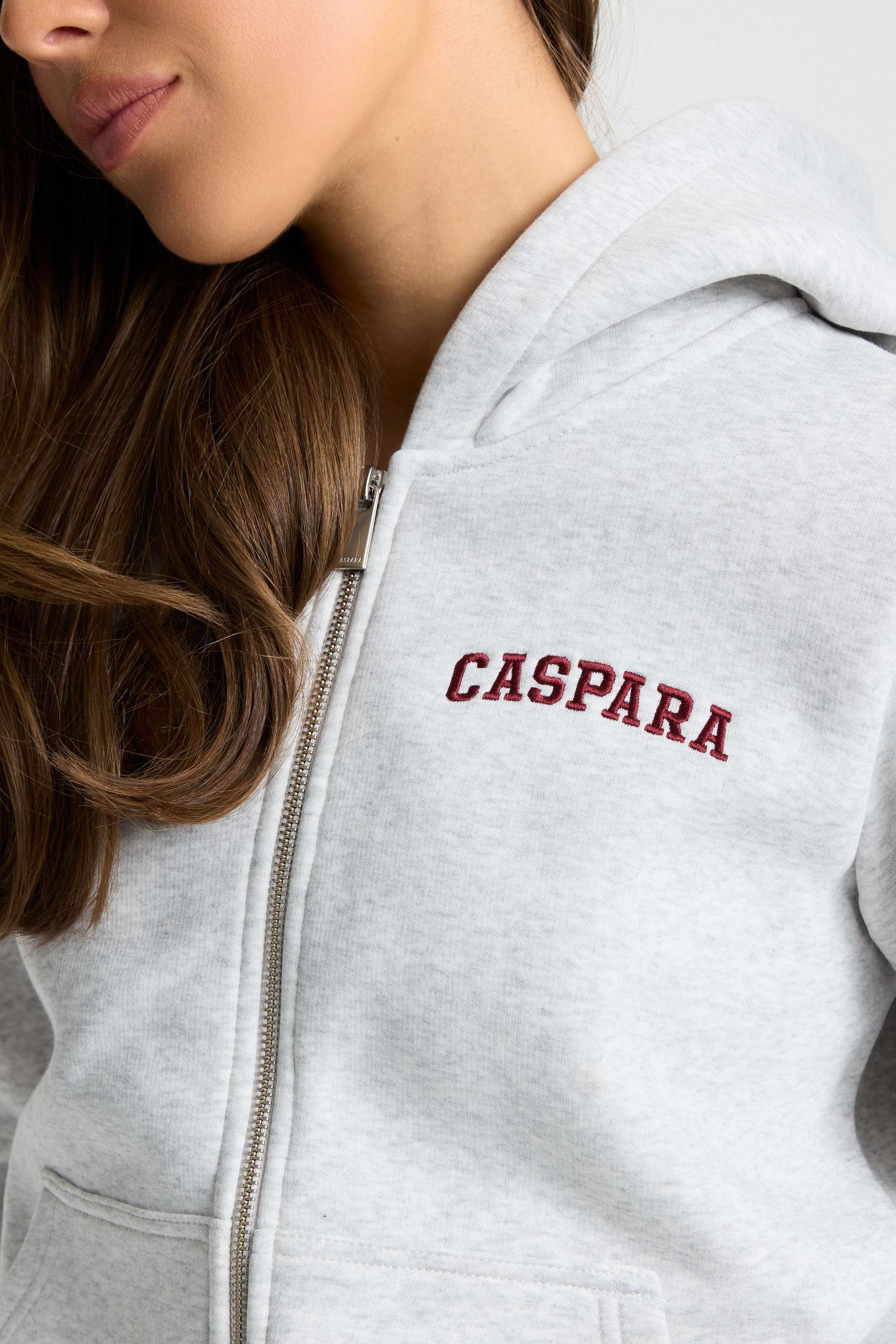W. Varsity Zip Hoodie - Grey/Burgundy