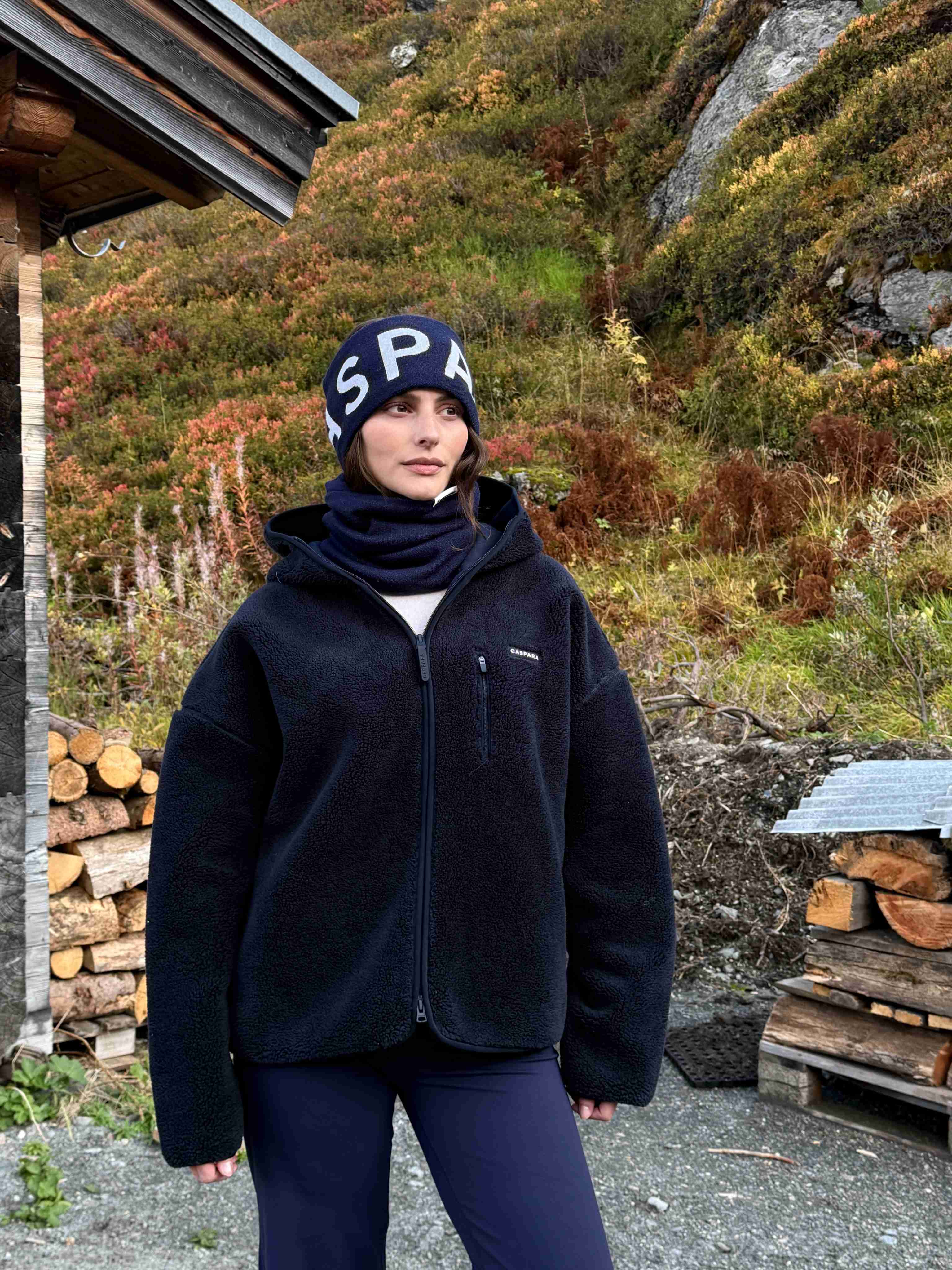 W. Cloudfleece™ Jacket w. hood - Navy