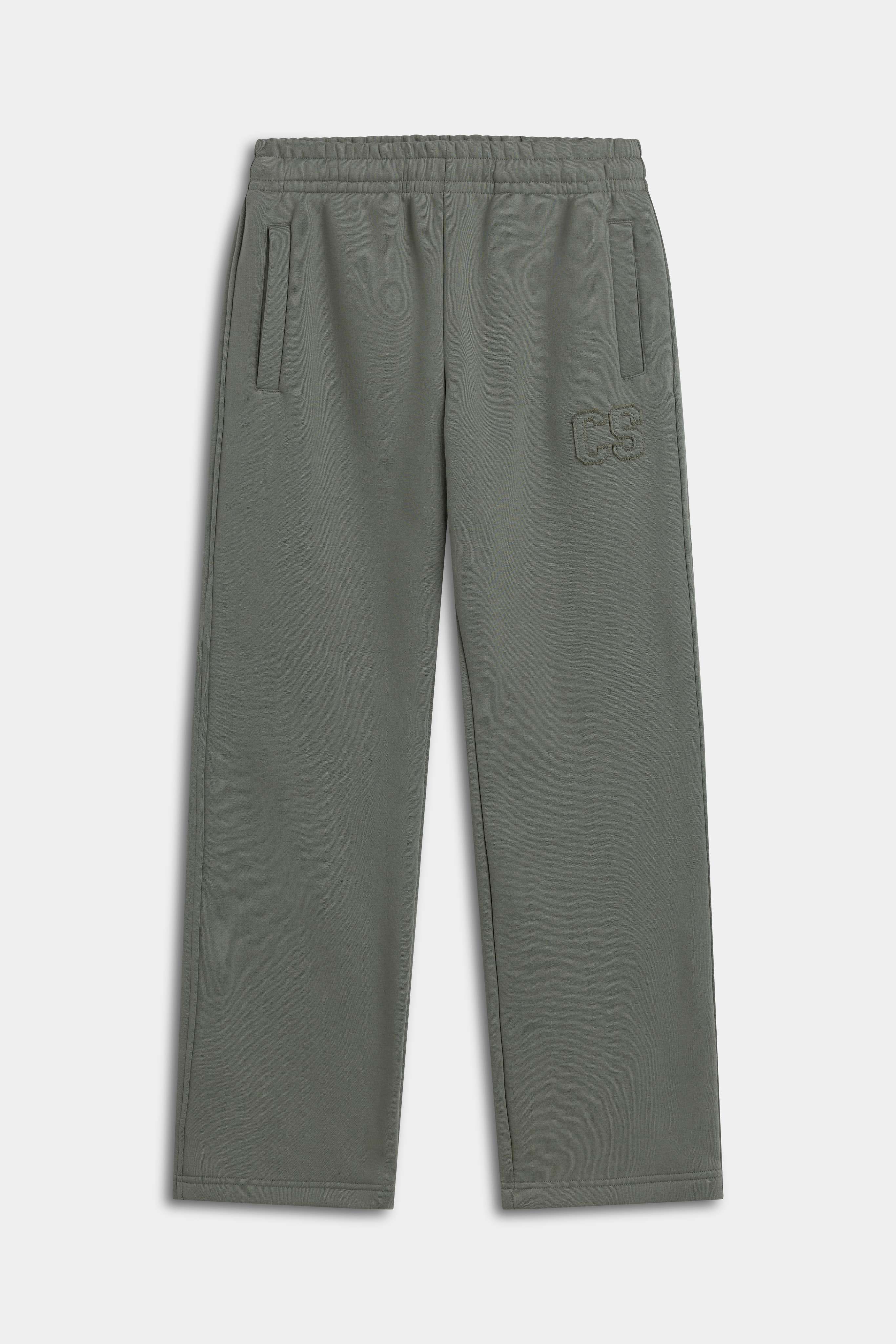 Khaki CASPARA CS straight-leg sweatpants with an elastic waistband and tonal logo.