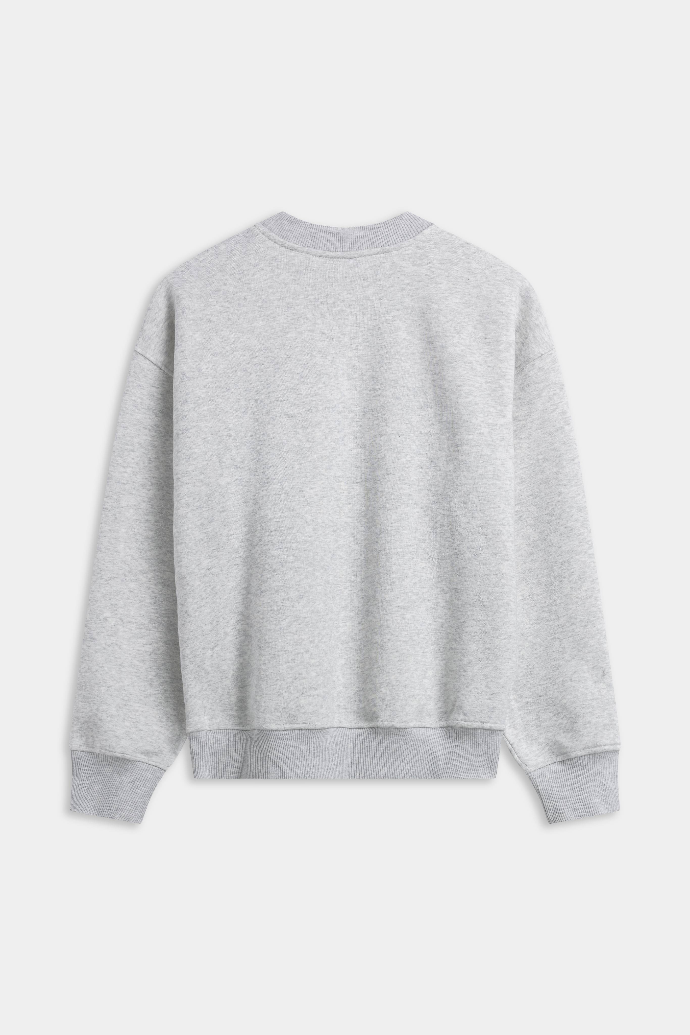 Back view of the CASPARA CS crewneck sweatshirt in grey melange.