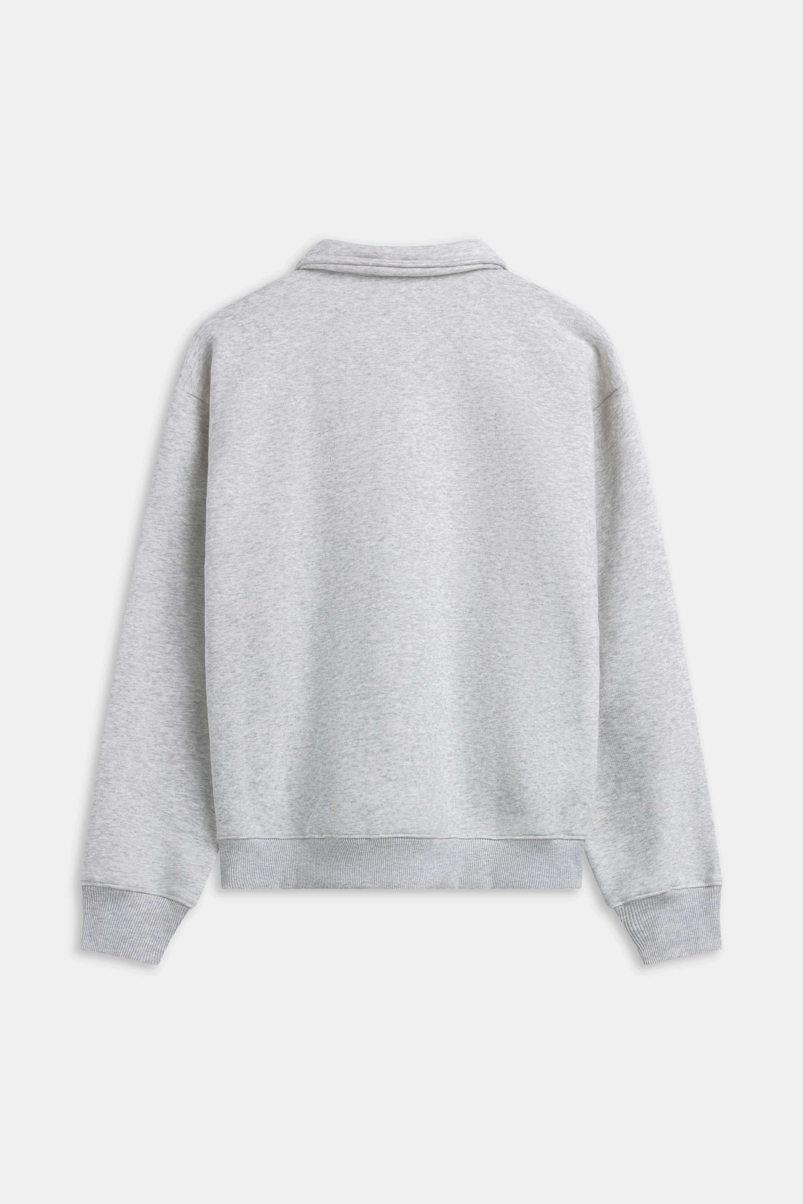 Back view of the women's CASPARA CS rugby shirt in grey melange.