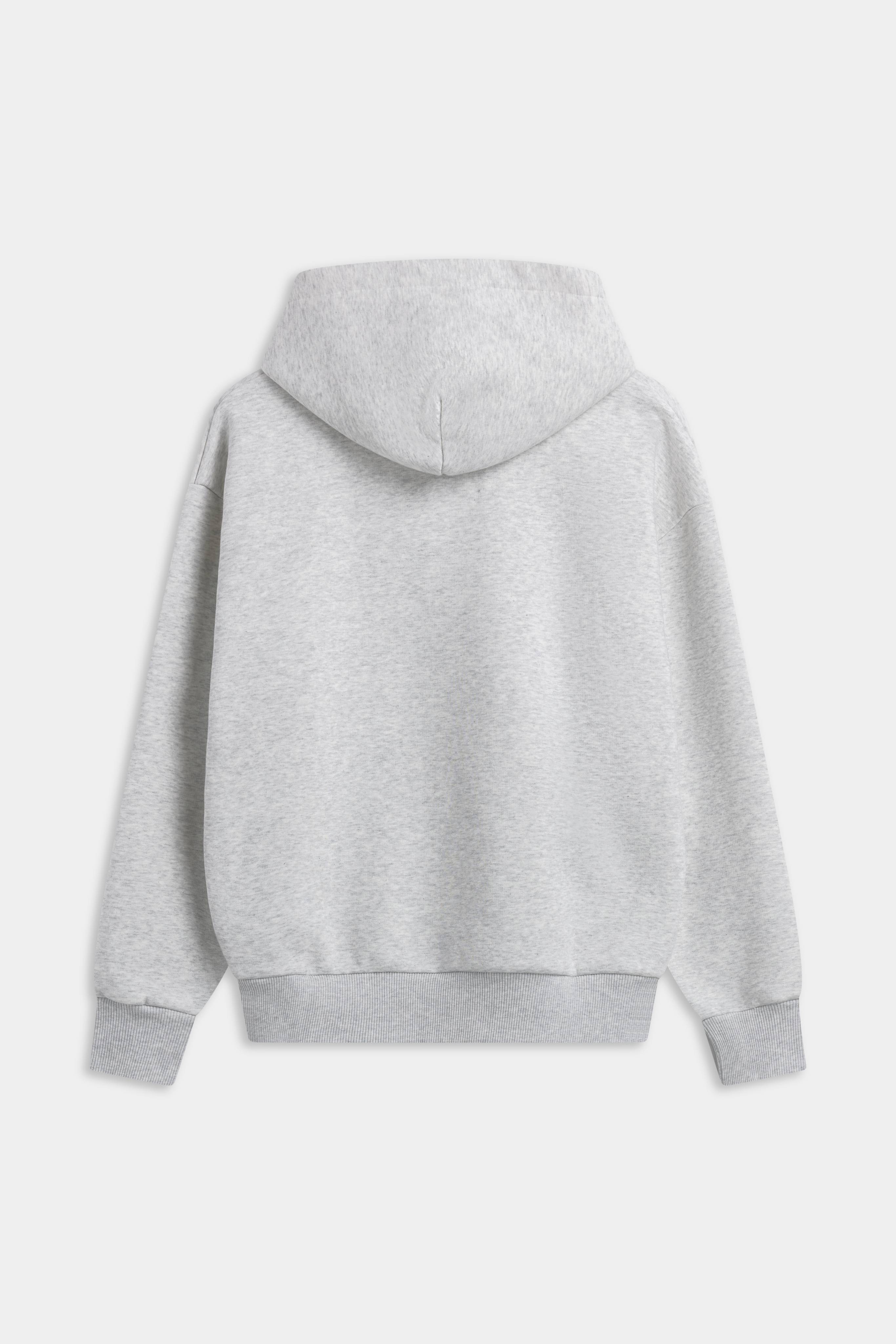 Back view of the women's CASPARA CS hoodie in grey melange.