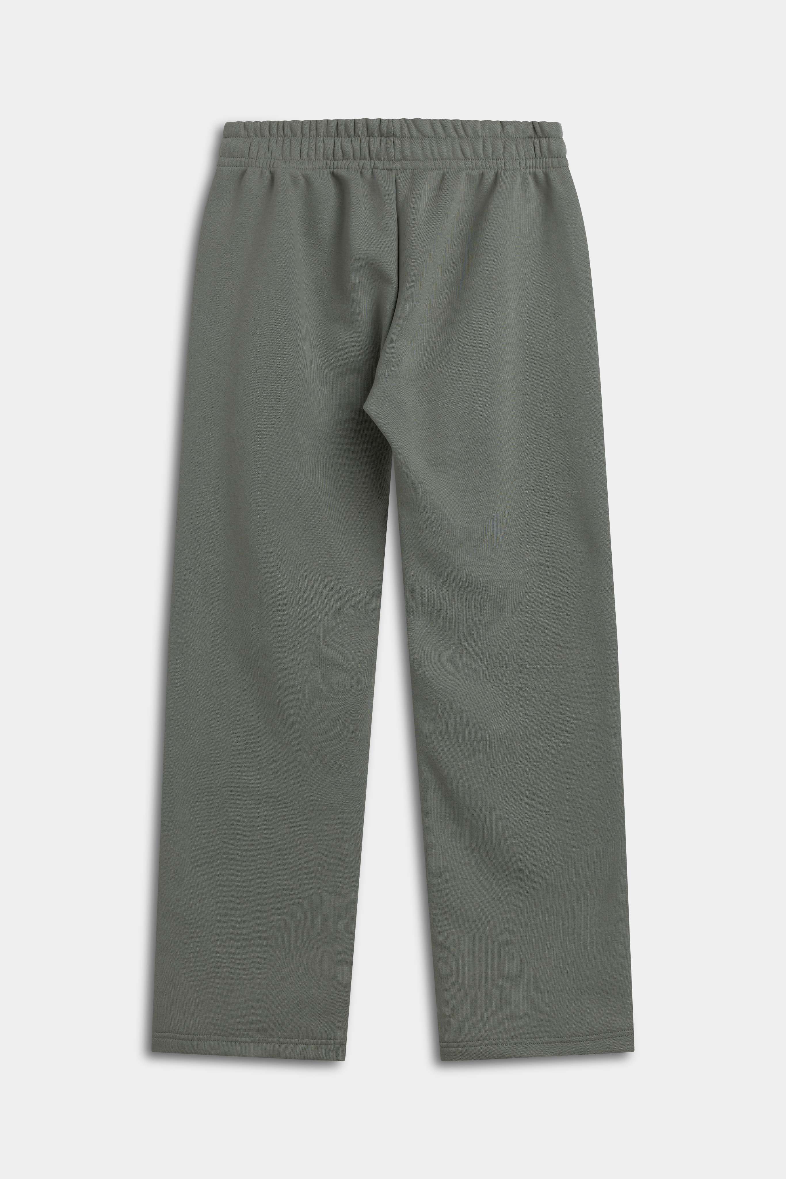 Back view of CASPARA khaki straight-leg sweatpants on a plain background.