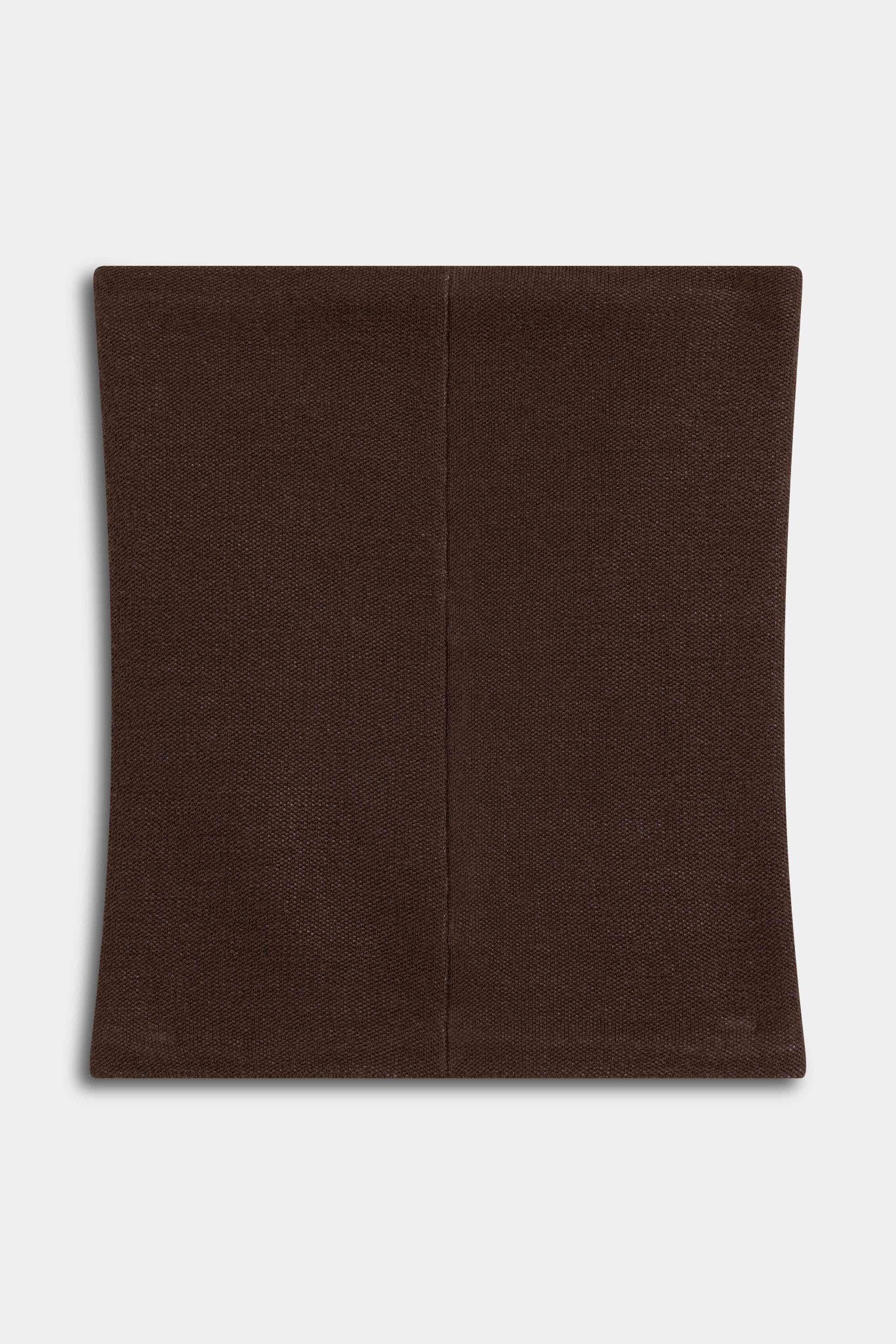 Back view of the CASPARA Classic Neckwarmer in espresso brown knit.