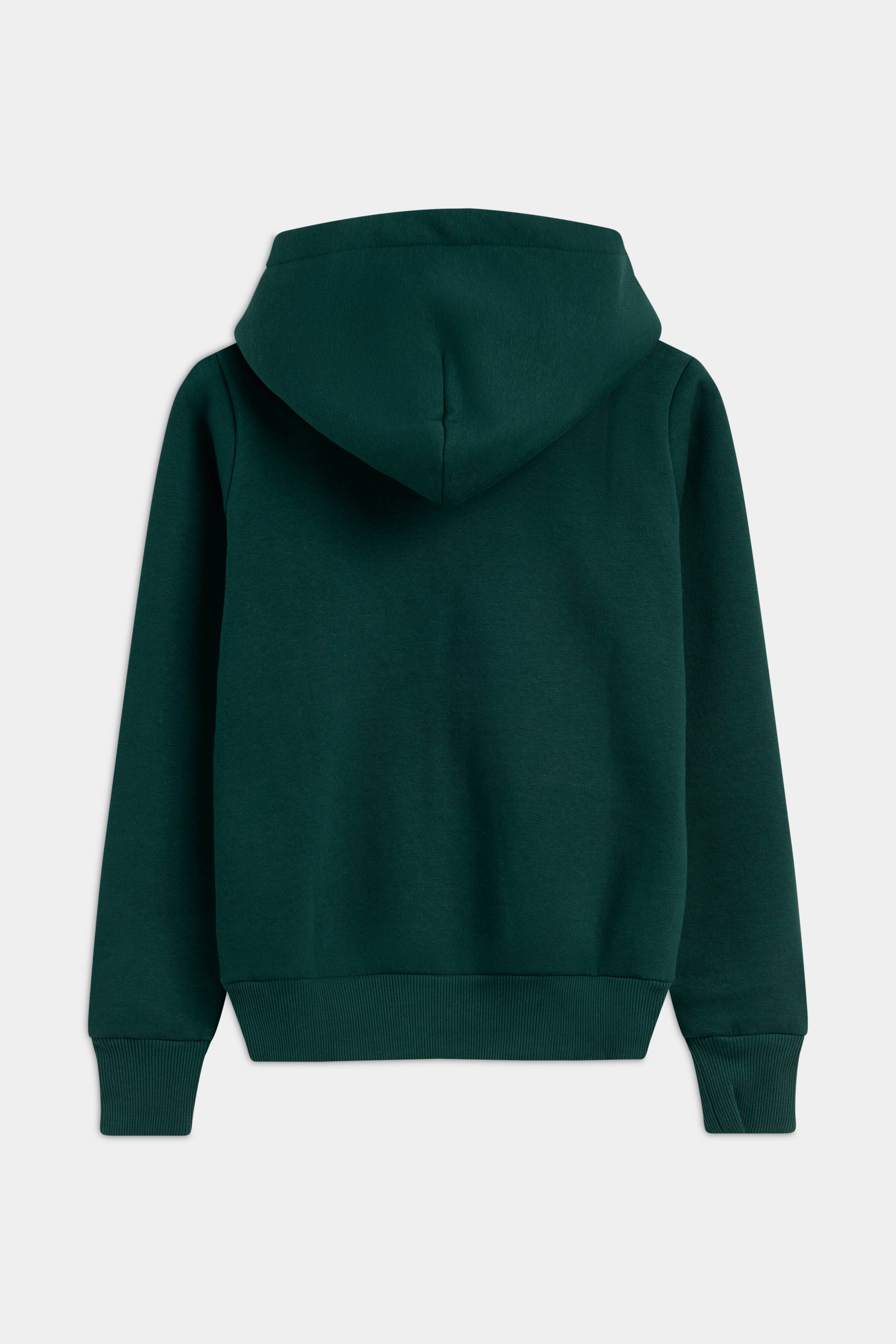 Back view of the CASPARA women's Cosmo zip hoodie in racing green.