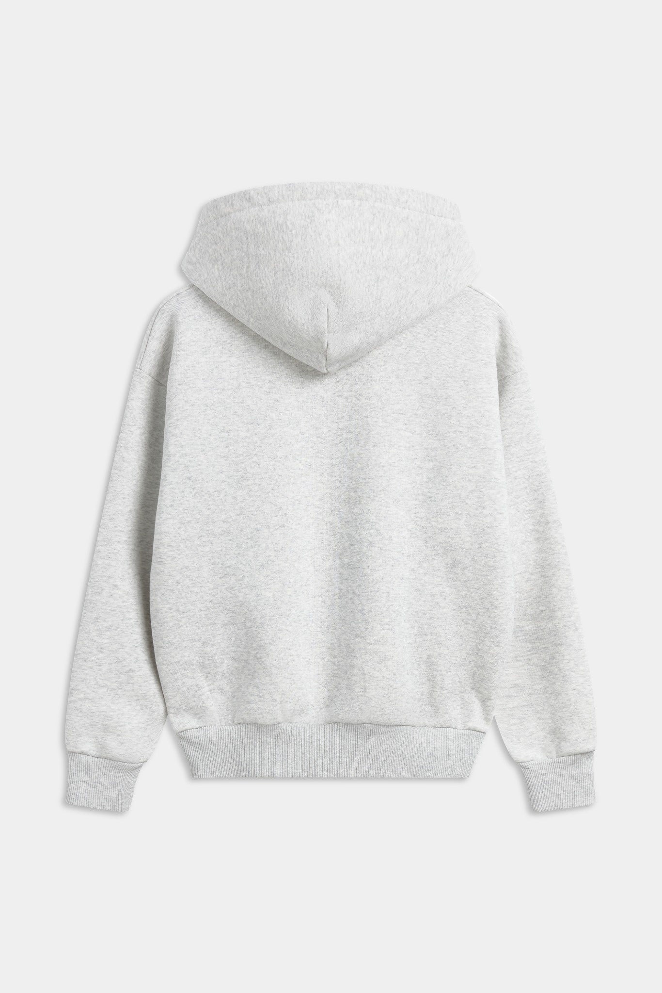 Back view of the CASPARA grey melange All-Star hoodie against a light grey background.