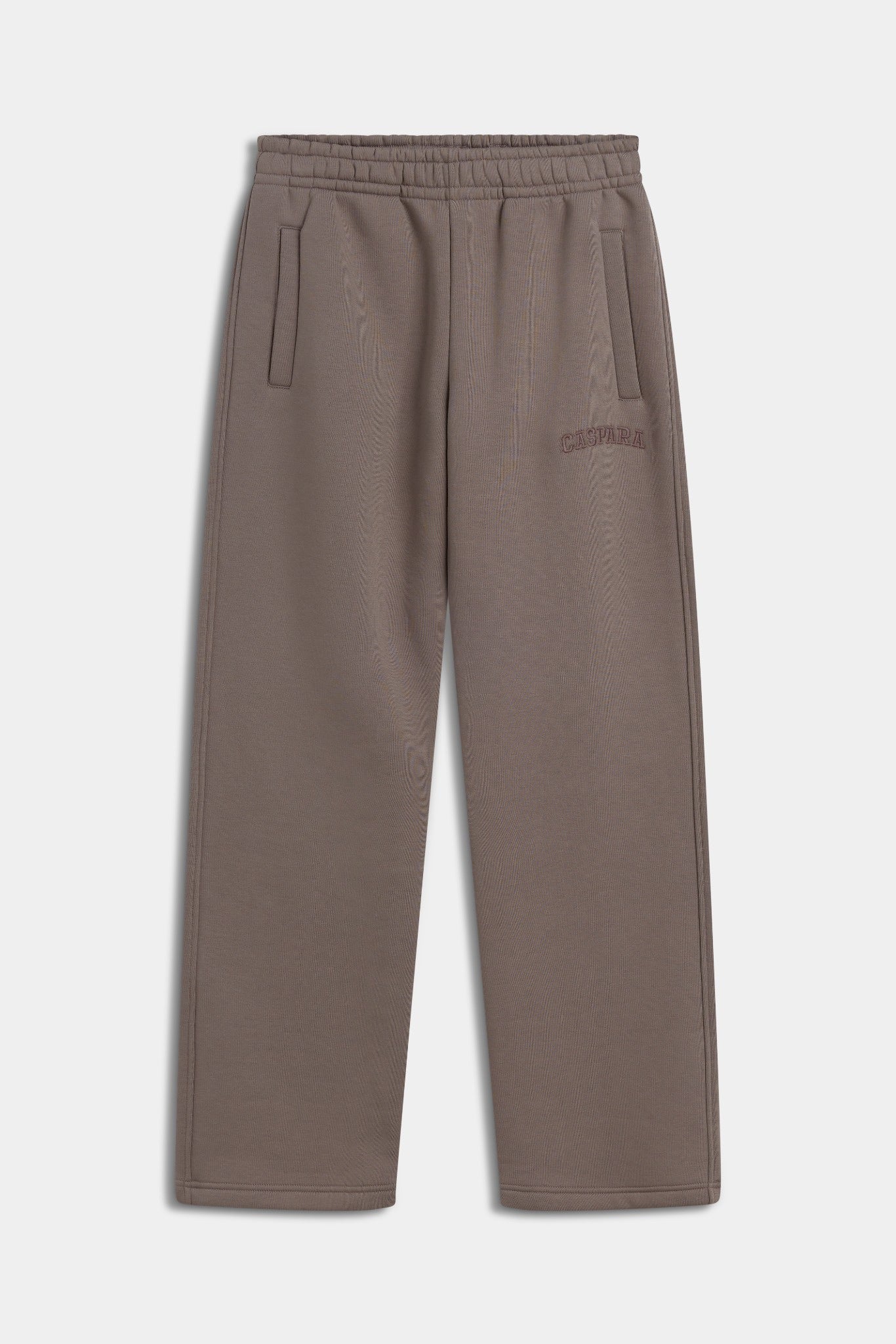 Walnut CASPARA All-Star straight-leg sweatpants against a light grey background.