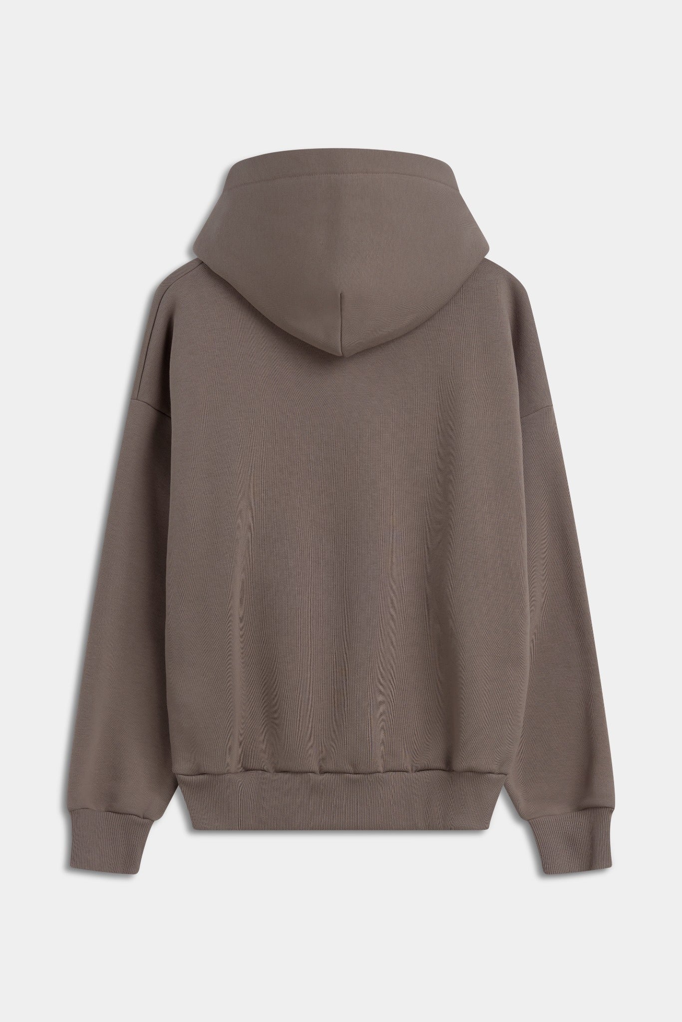 Back view of the CASPARA All-Star hoodie in walnut brown against a light grey background.