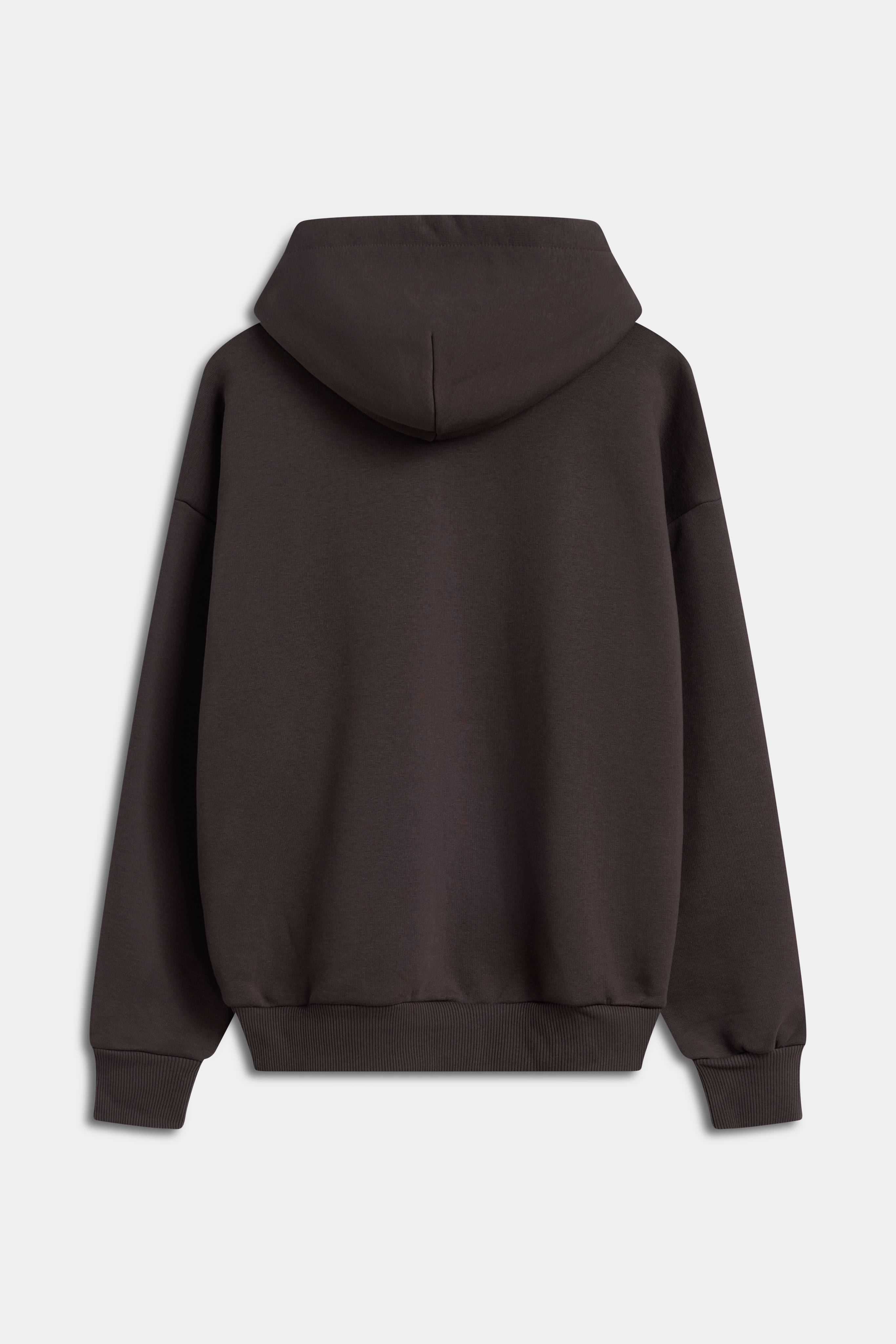Back view of the women's CASPARA All-Star heavyweight hoodie in espresso brown.