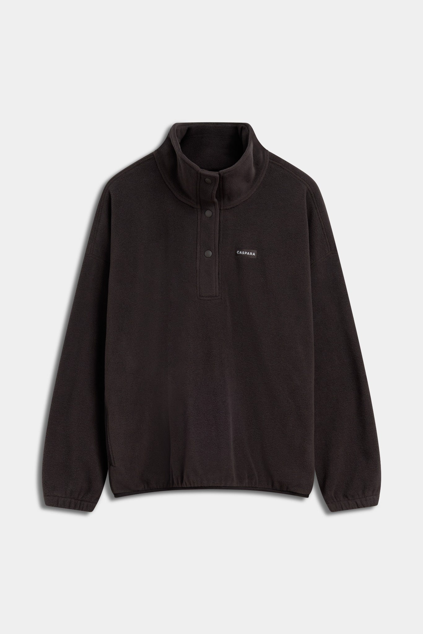 CASPARA Cocoa Bean polar fleece half-snap pullover against a plain grey background.