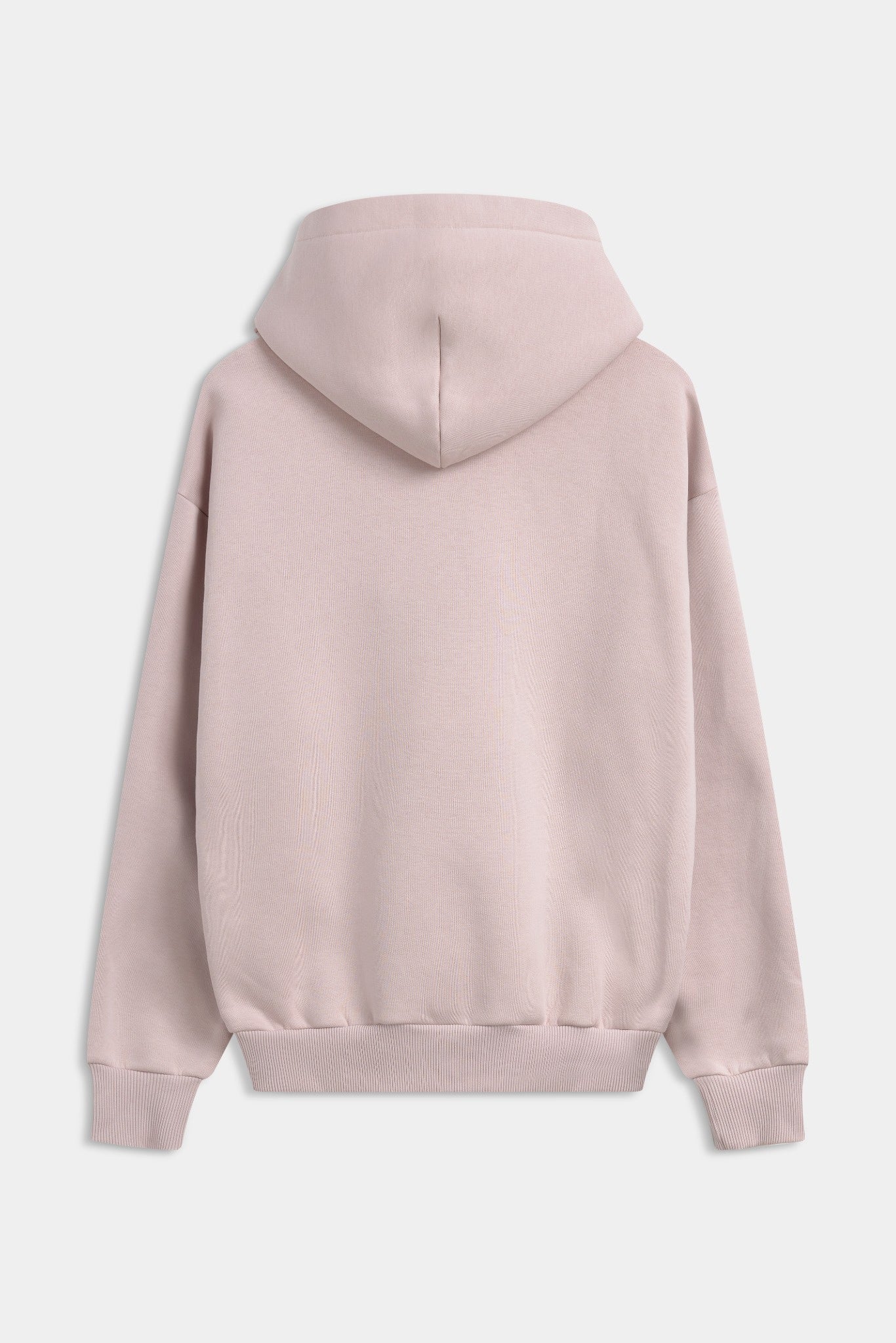 Back view of a dusty pink CASPARA All-Star hoodie against a light grey background.