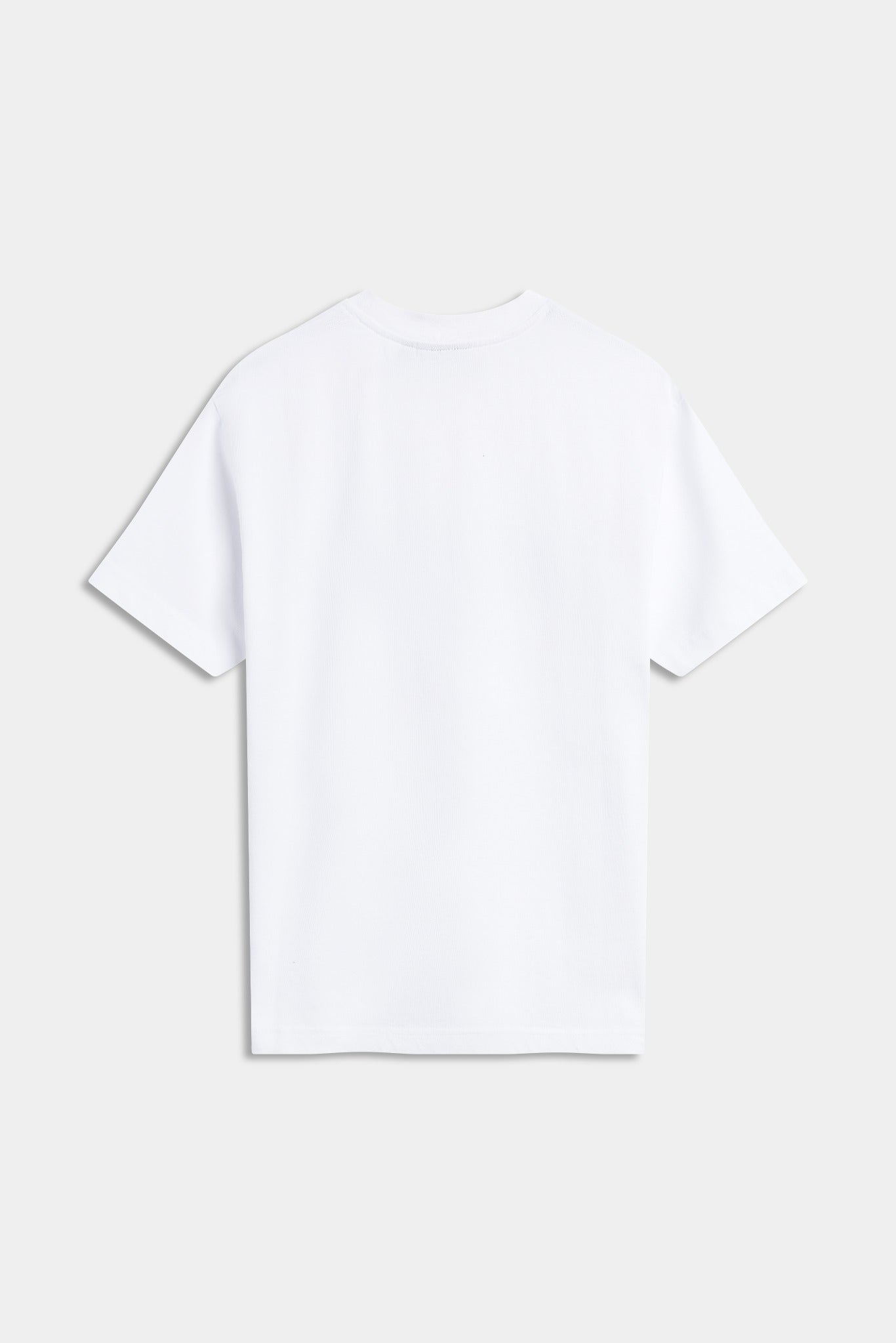Back view of a plain white CASPARA oversized cotton t-shirt against a light grey background.